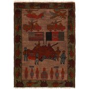 Brown War Rug 2' 0" x 2' 9" - No. AL40804