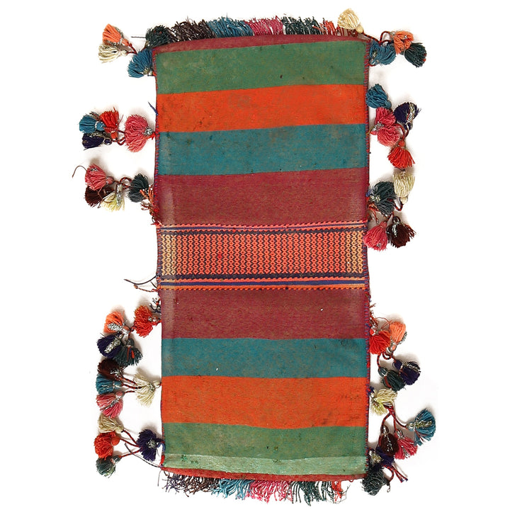 Afghan Tribal Baluch Saddle Bag Rug 1' 4" x 2' 9" Hand-Knotted detail
