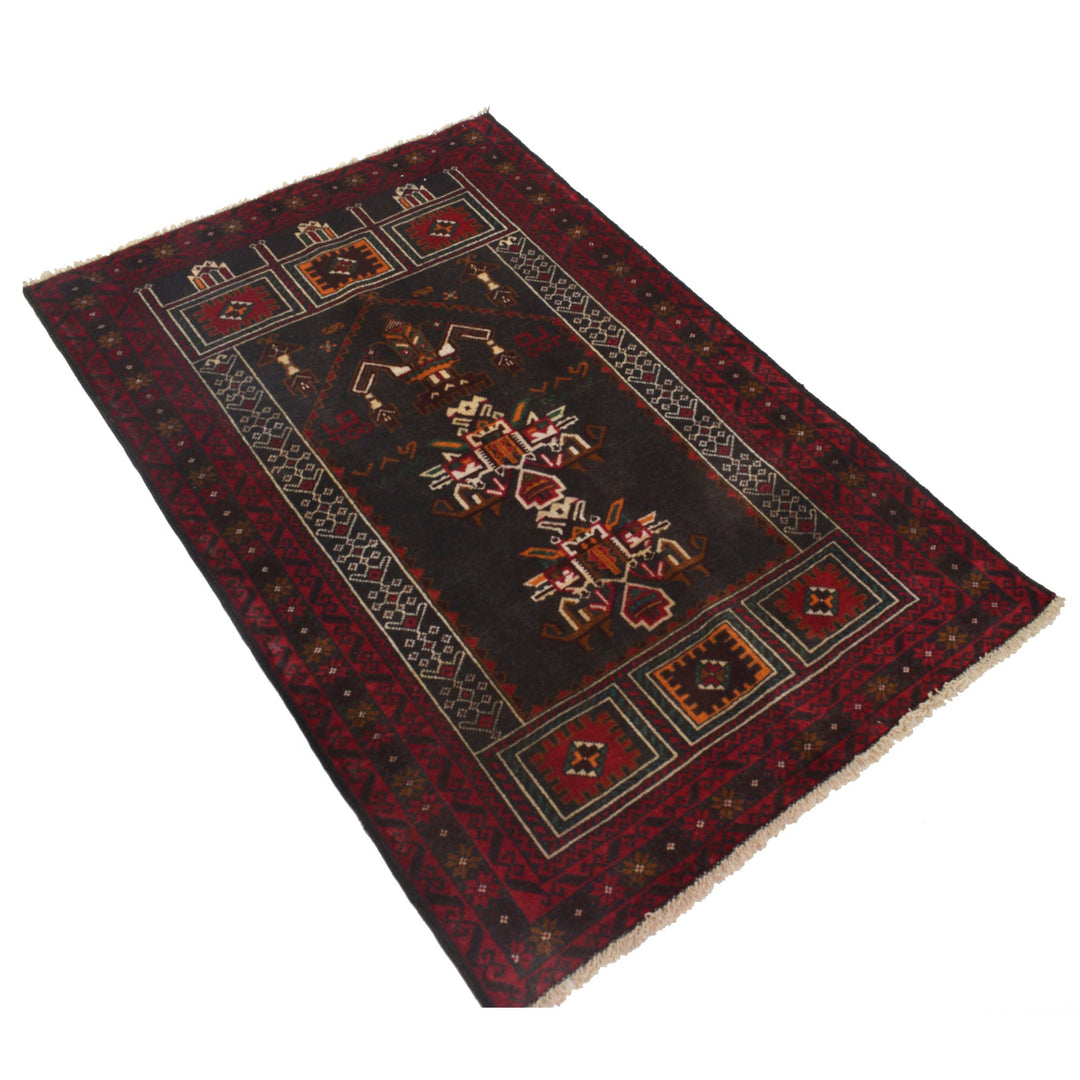 Afghan Prayer Rug 3' 0" x 4' 6" Hand-Knotted pattern