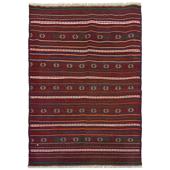 Afghan Kilim Rug 3' 3" x 4' 5" Flat-Weave