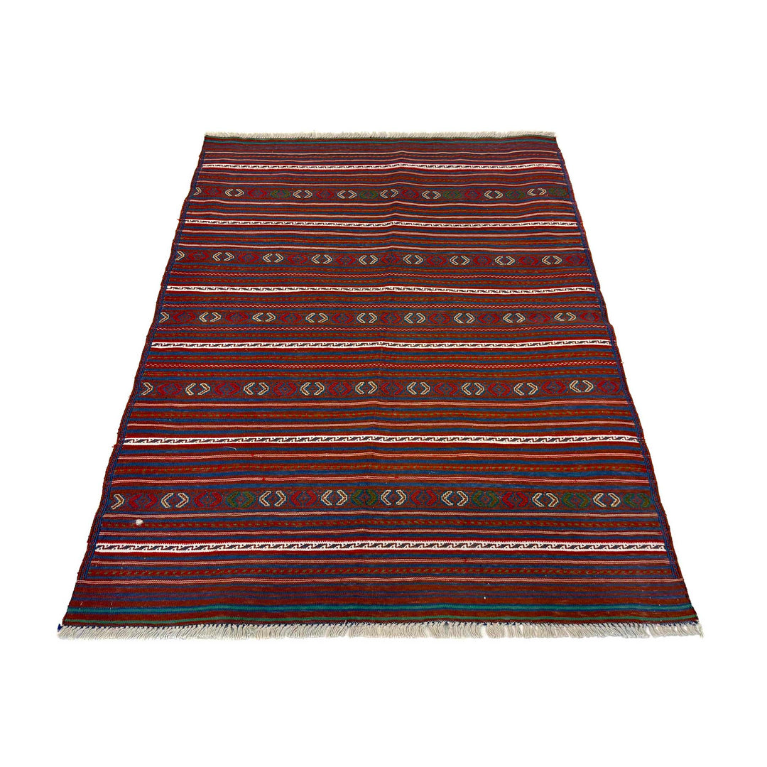 Afghan Laghari Rug 3' 3" x 4' 5" Flat-Weave detail