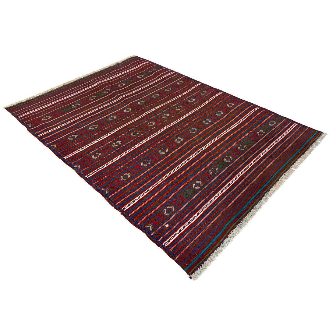 Afghan Kilim Rug 3' 3" x 4' 5" Flat-Weave view