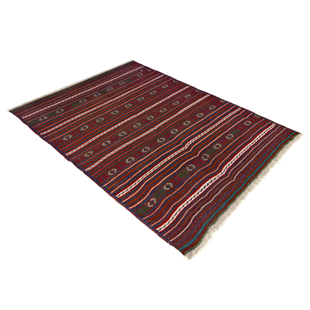 Afghan Kilim Rug 3' 3" x 4' 5" Flat-Weave close-up