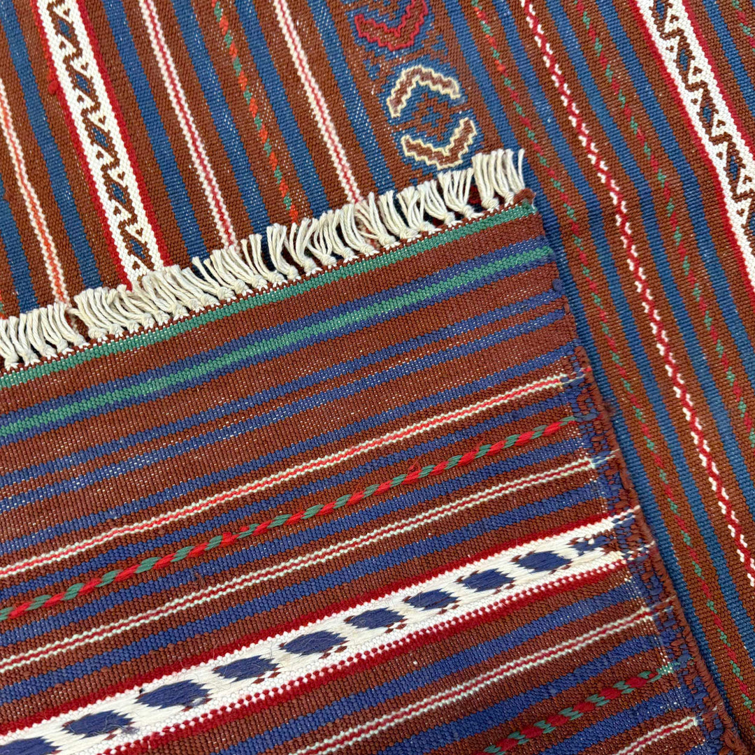 Afghan Kilim Rug 3' 3" x 4' 5" Flat-Weave field