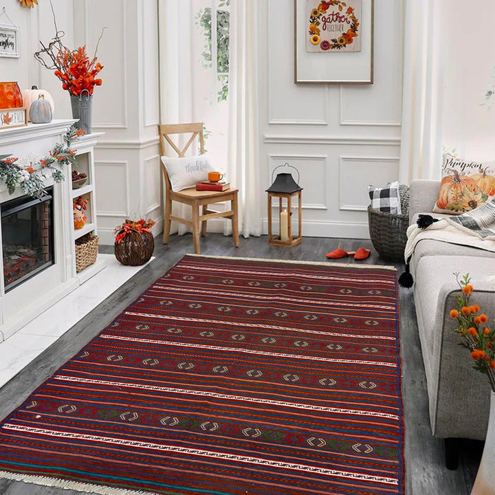 Afghan Kilim Rug 3' 3" x 4' 5" Flat-Weave view 9