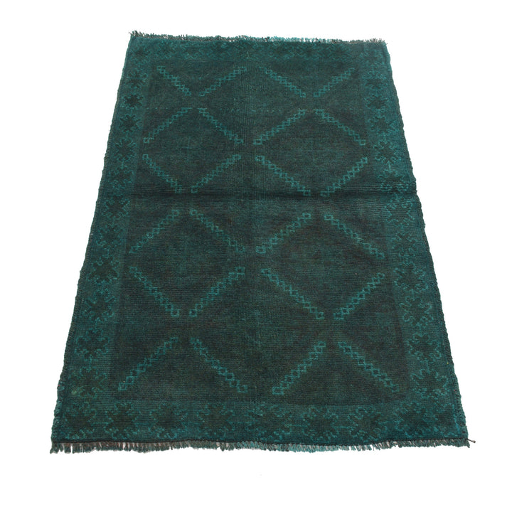 Blue Pakistani Overdyed Rug 2' 8" x 4' 3" Hand-Knotted detail