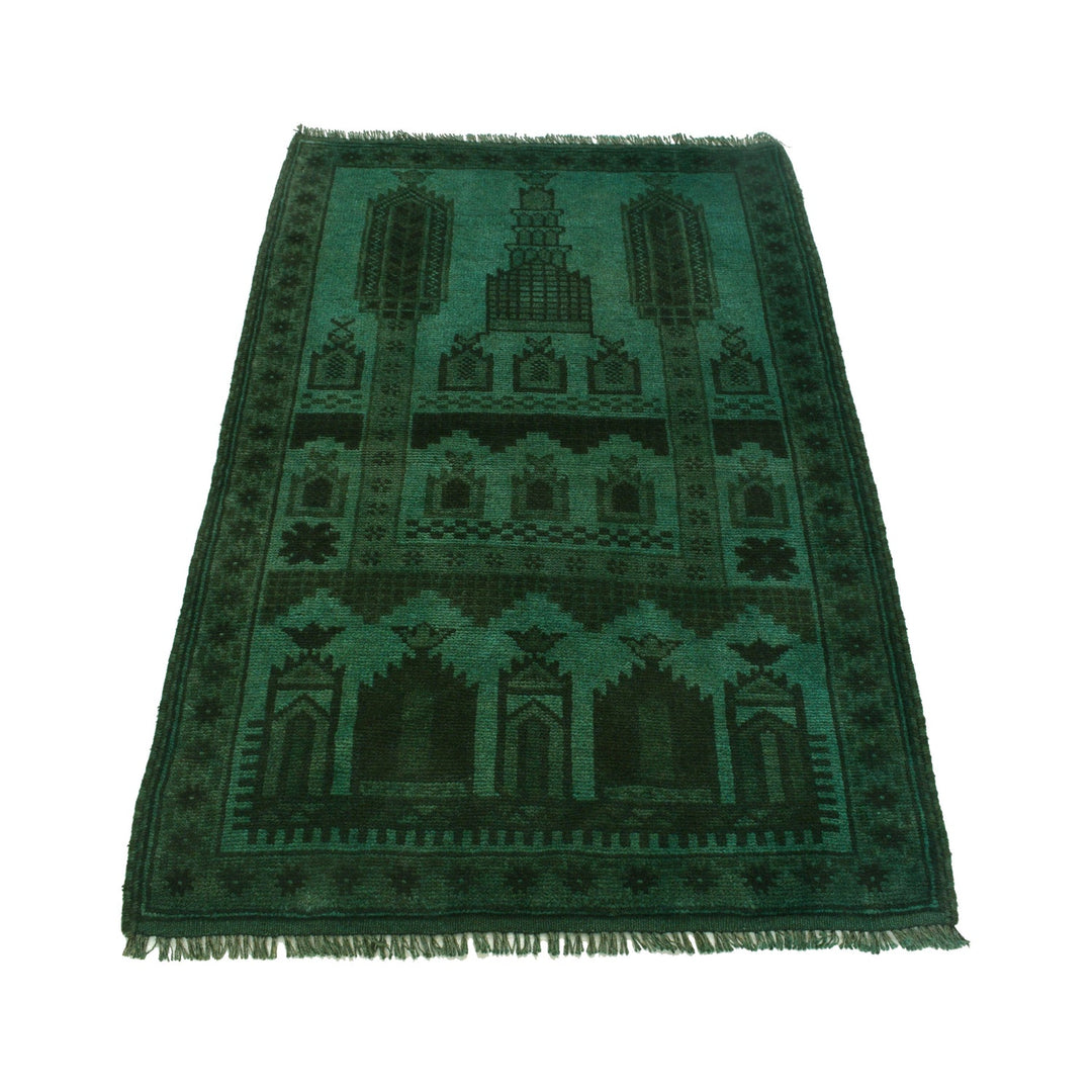 Green Overdyed Prayer Area Rug 2' 10" x 4' 5" - No. AL28175