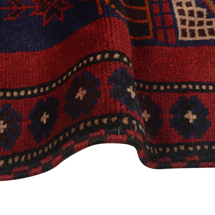 Afghan Prayer Rug 3' 1" x 4' 6" Hand-Knotted border