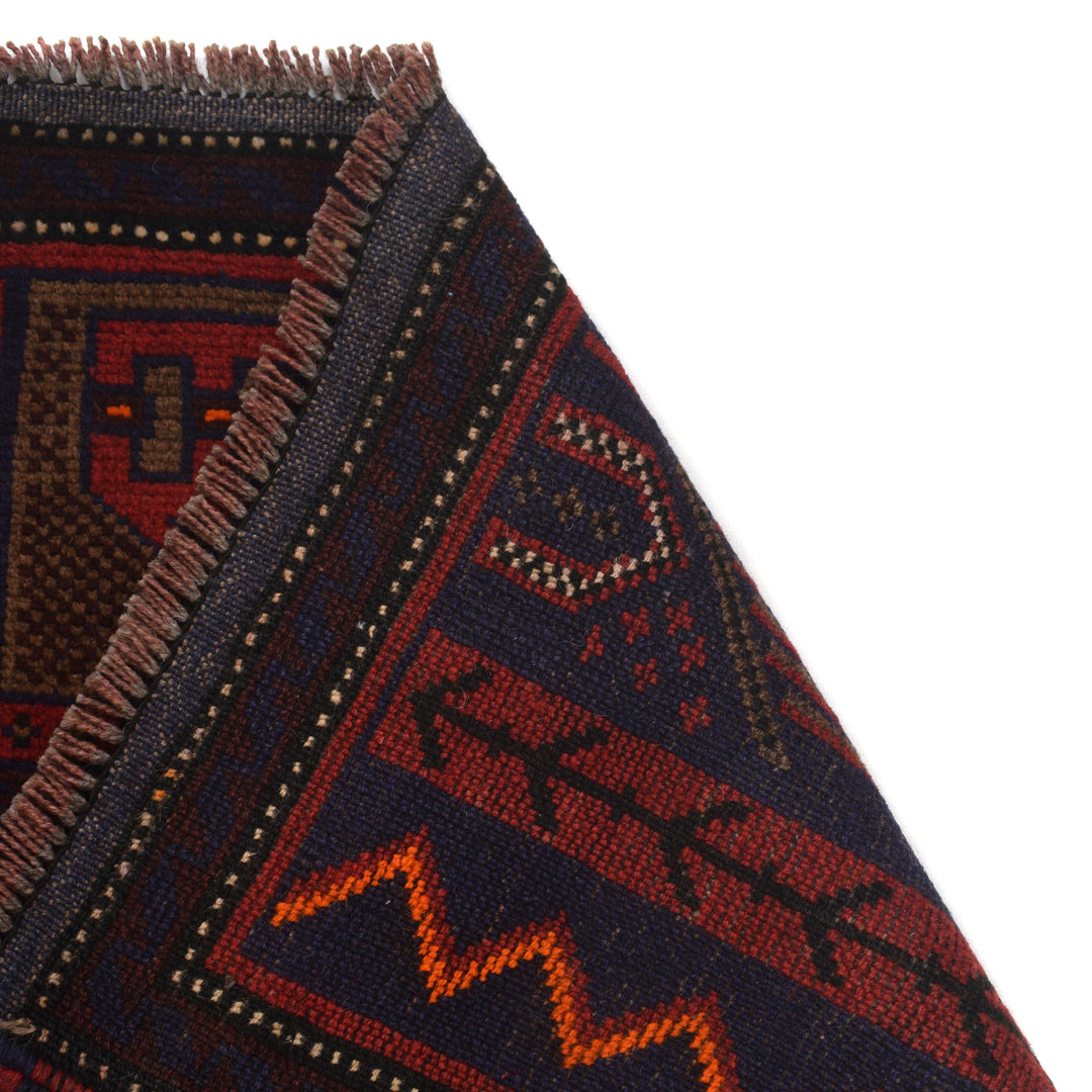 Red Afghan Prayer Rug 3' 3" x 4' 11" Hand-Knotted pattern