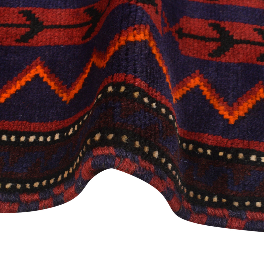 Red Afghan Prayer Rug 3' 3" x 4' 11" Hand-Knotted border