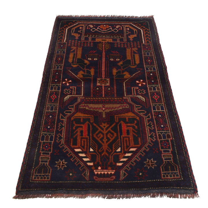 Afghan Prayer Rug 3' 2" x 5' 1" Hand-Knotted detail