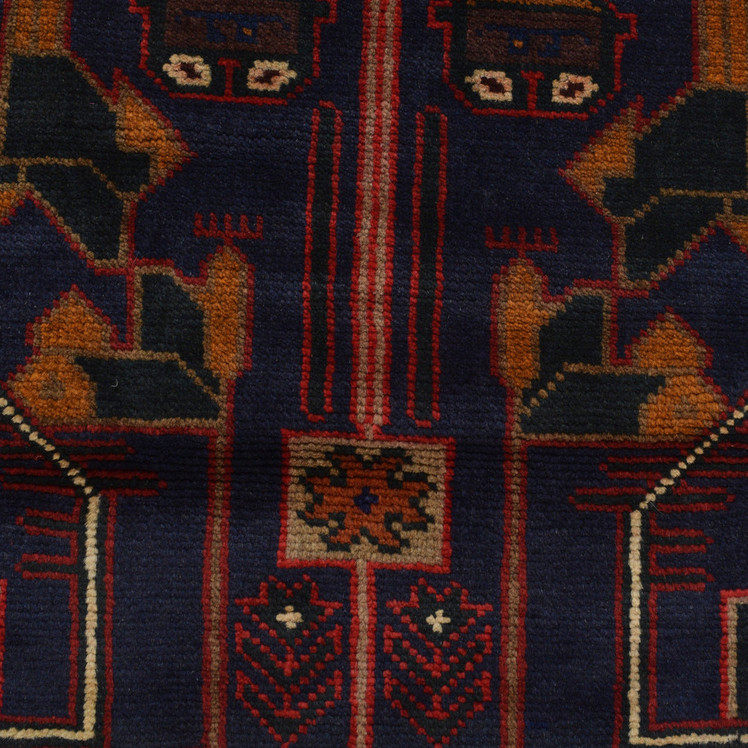 Afghan Prayer Rug 3' 2" x 5' 1" Hand-Knotted close-up