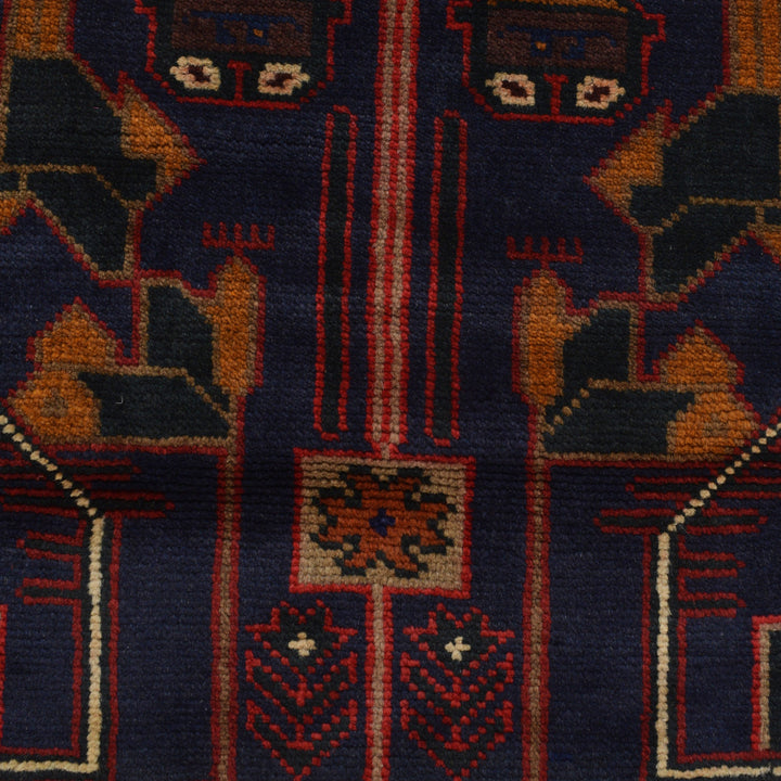 Afghan Prayer Rug 3' 2" x 5' 1" Hand-Knotted close-up