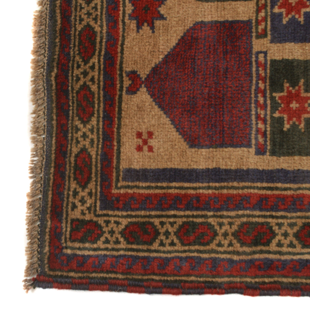 Afghan Prayer Rug 2' 11" x 4' 4" Hand-Knotted view