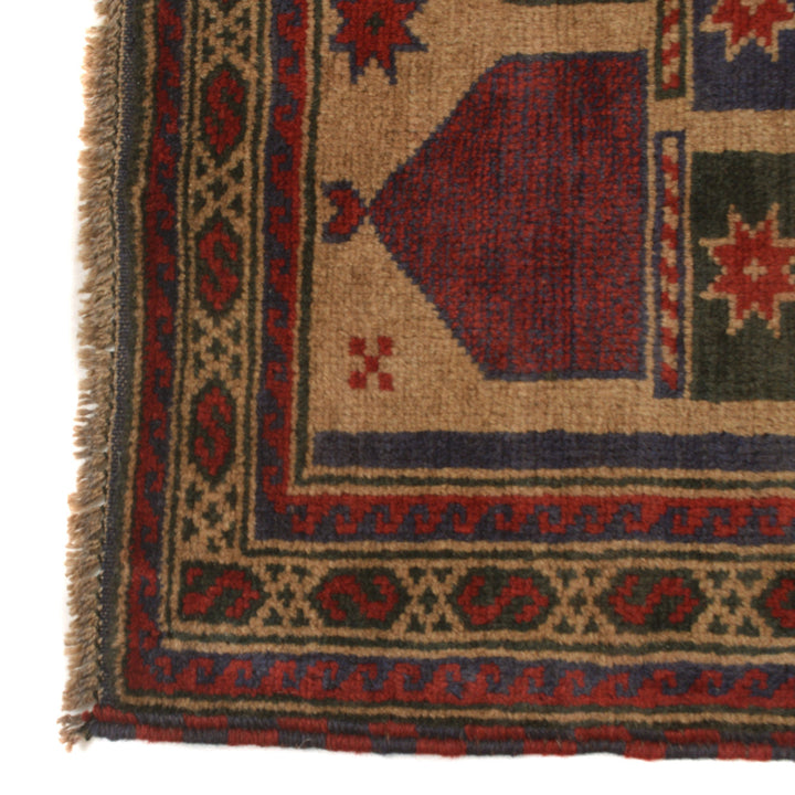 Afghan Prayer Rug 2' 11" x 4' 4" Hand-Knotted view