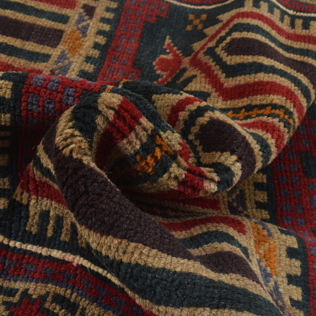 Afghan Prayer Rug 2' 9" x 4' 10" Hand-Knotted field