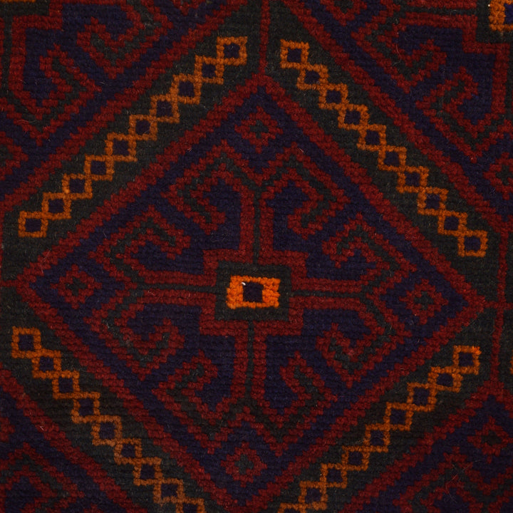Afghan Baluchi Rug 2' 11" x 4' 11" Hand-Knotted close-up