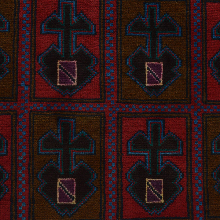 Afghan Baluchi Rug 2'11" x 4'9" Hand-Knotted close-up
