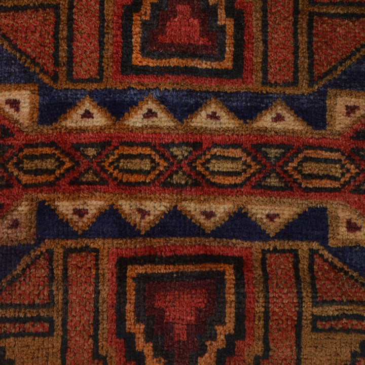 Navy Blue Afghan Baluchi Rug 3' 0" x 4' 9" Hand-Knotted close-up
