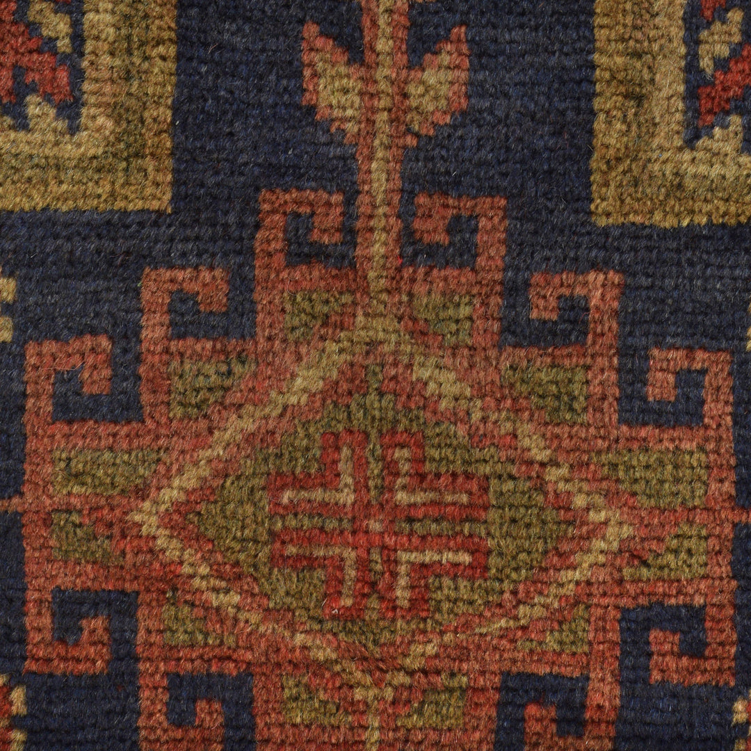 Afghan Baluchi Rug 3' 1" x 4' 8" Hand-Knotted close-up
