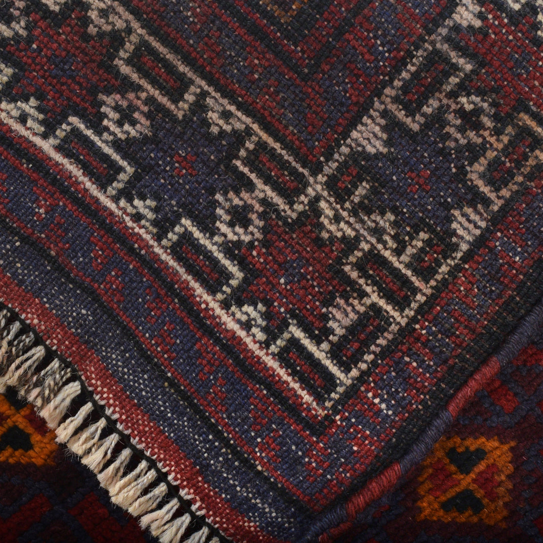 Afghan Baluchi Rug 3' 1" x 4' 10" Hand-Knotted pattern