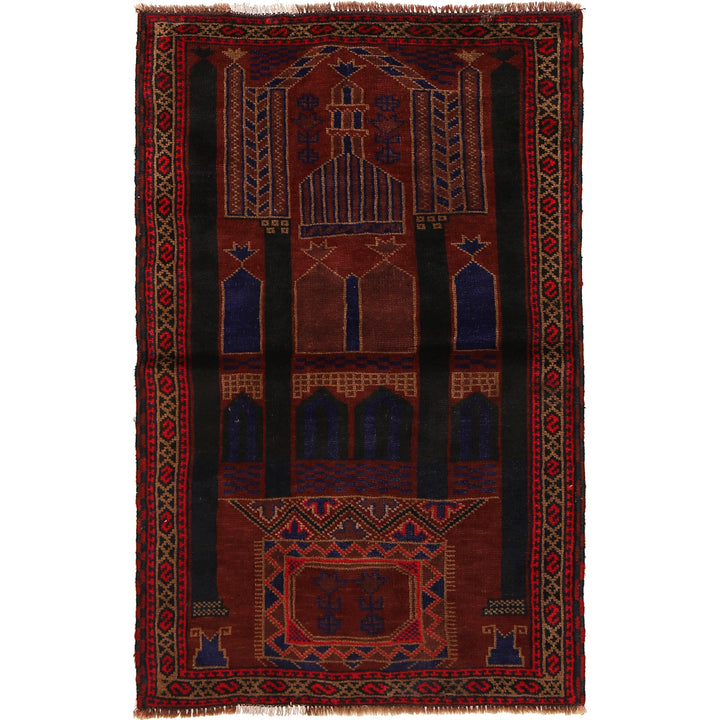 Afghan Prayer Rug 3' 1" x 4' 9" Hand-Knotted | No. AL44012