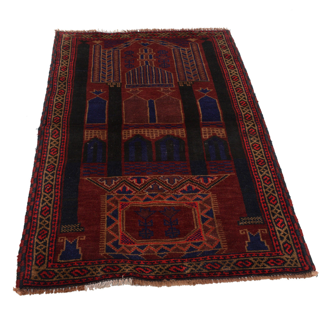 Afghan Prayer Rug 3' 1" x 4' 9" Hand-Knotted | No. AL44012
