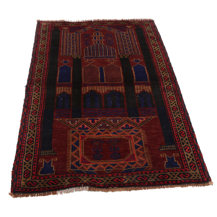 Afghan Prayer Rug 3' 1" x 4' 9" Hand-Knotted | No. AL44012