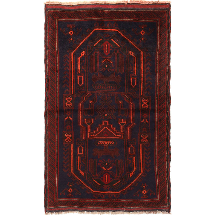Afghan Baluchi Rug 2' 10" x 4' 9" Hand-Knotted