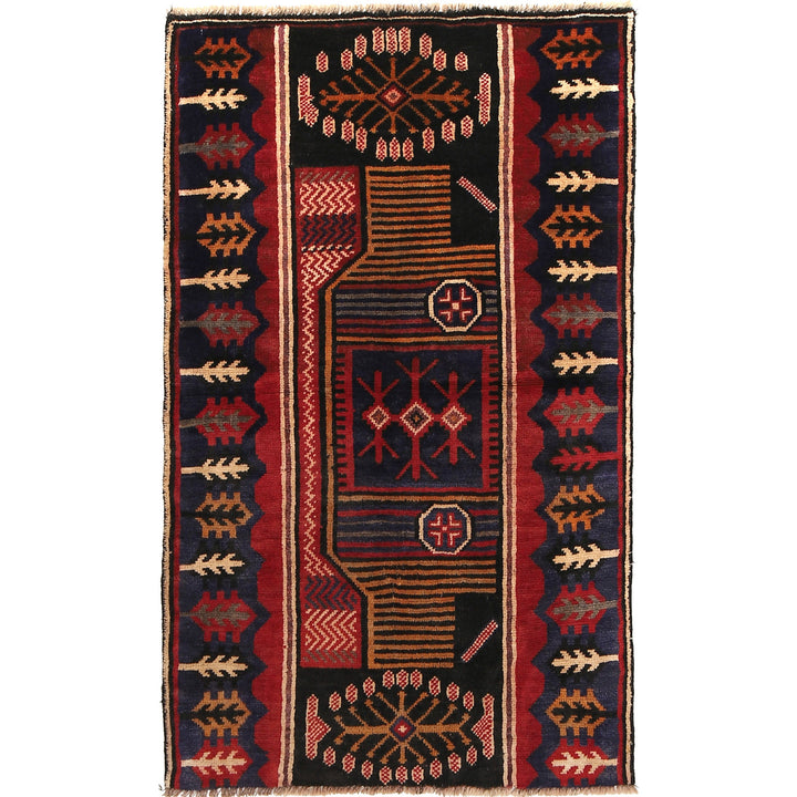 Afghan Baluchi Rug 2' 10" x 4' 8" Hand-Knotted