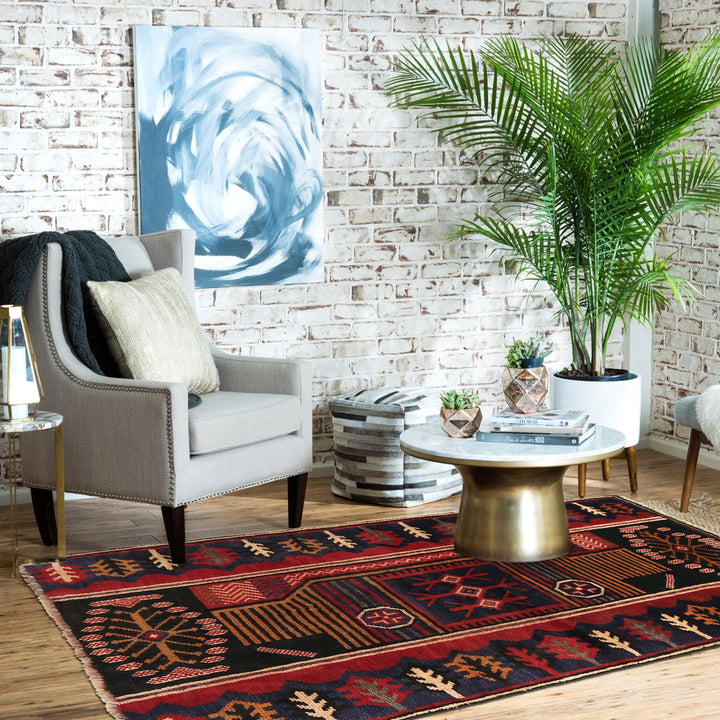 Afghan Baluchi Rug 2' 10" x 4' 8" Hand-Knotted texture