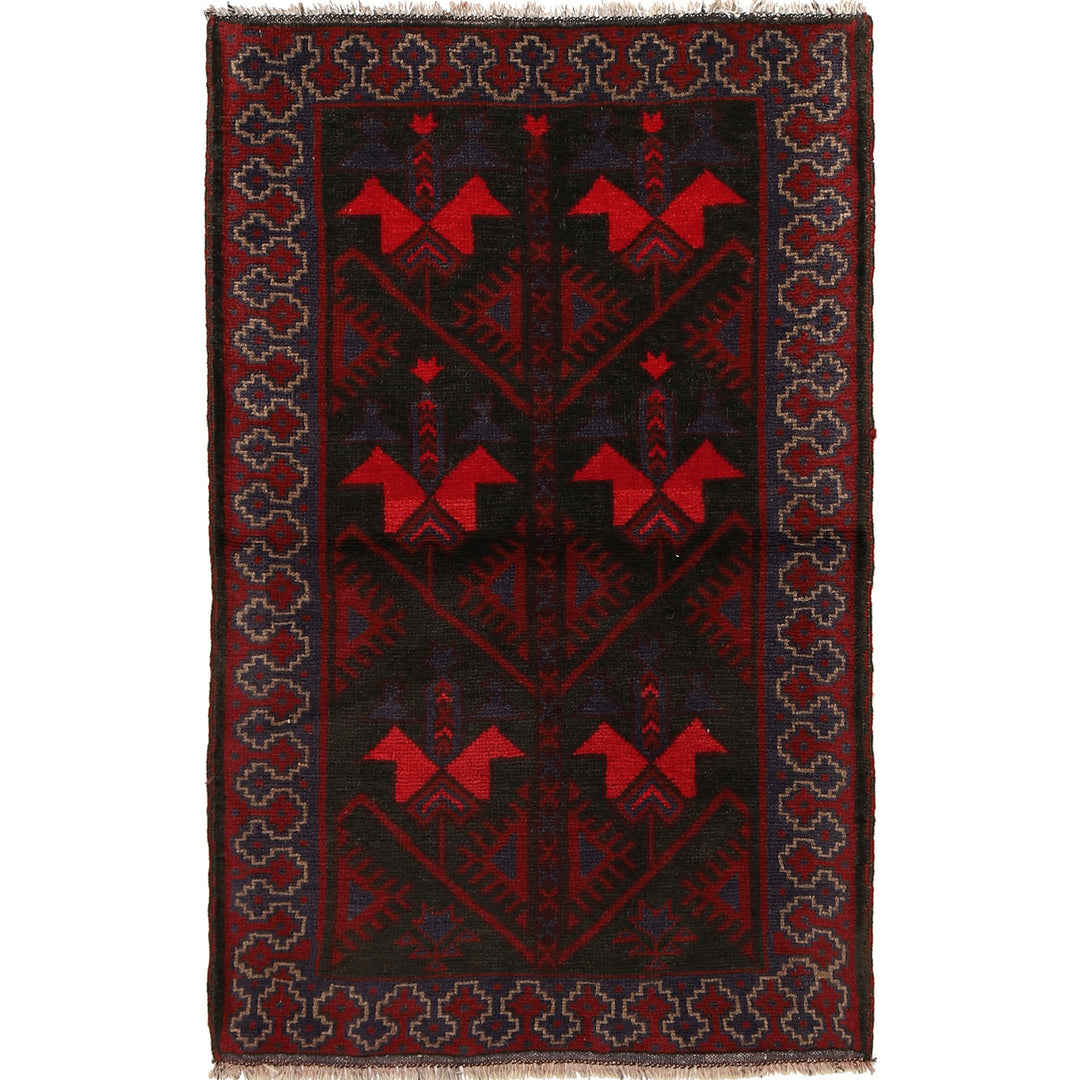 Afghan Baluchi Rug 2' 10" x 4' 6" Hand-Knotted