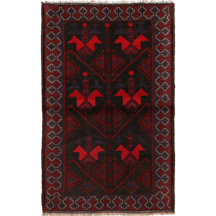 Afghan Baluchi Rug 2' 10" x 4' 6" Hand-Knotted