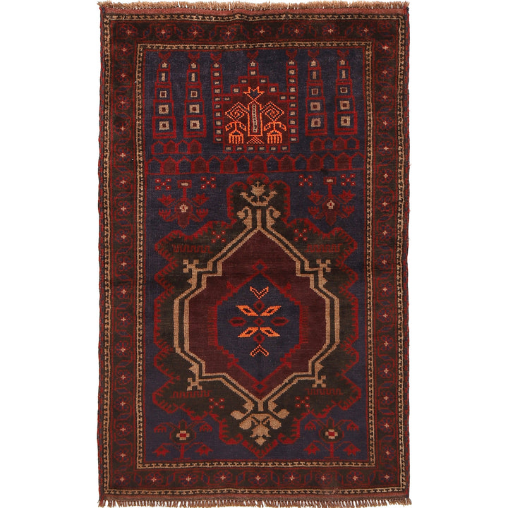 Afghan Prayer Rug 2' 11" x 4' 8" Hand-Knotted | No. AL49847