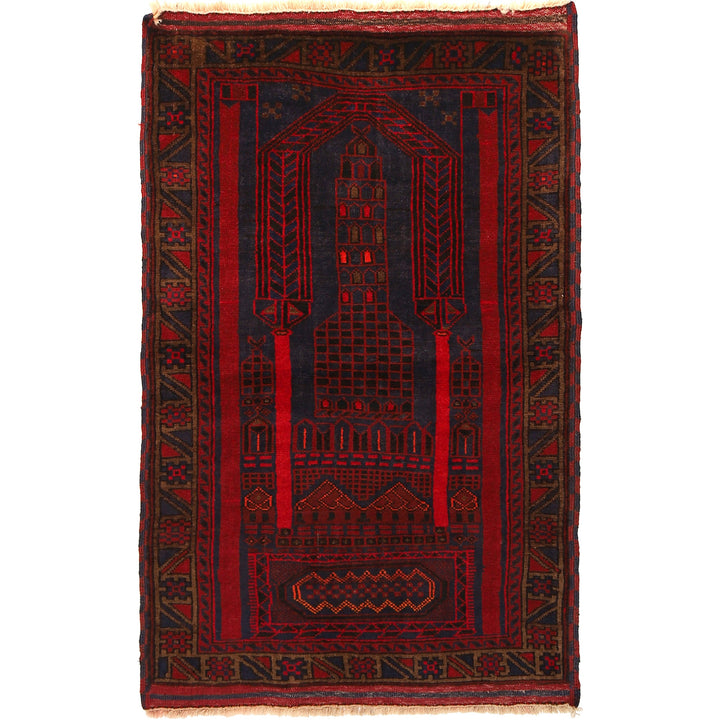 Afghan Prayer Rug 3' 1" x 4' 9" Hand-Knotted | No. AL47074