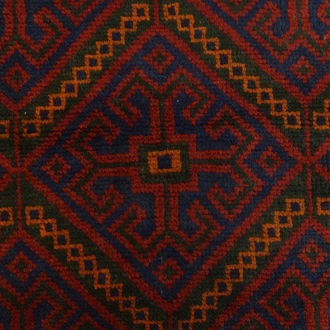 Afghan Baluchi Rug 3' 1" x 4' 12" Hand-Knotted close-up