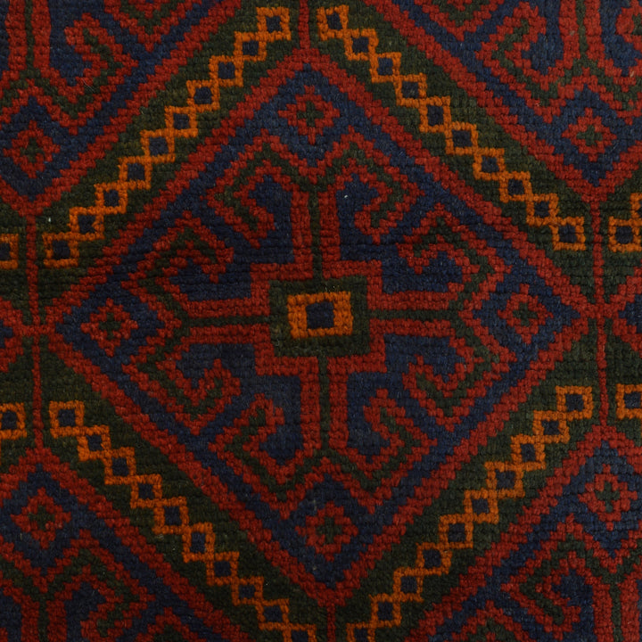 Afghan Baluchi Rug 3' 1" x 4' 12" Hand-Knotted close-up