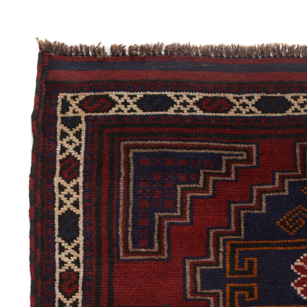 Red Afghan Baluchi Rug 2' 9" x 4' 10" Hand-Knotted view