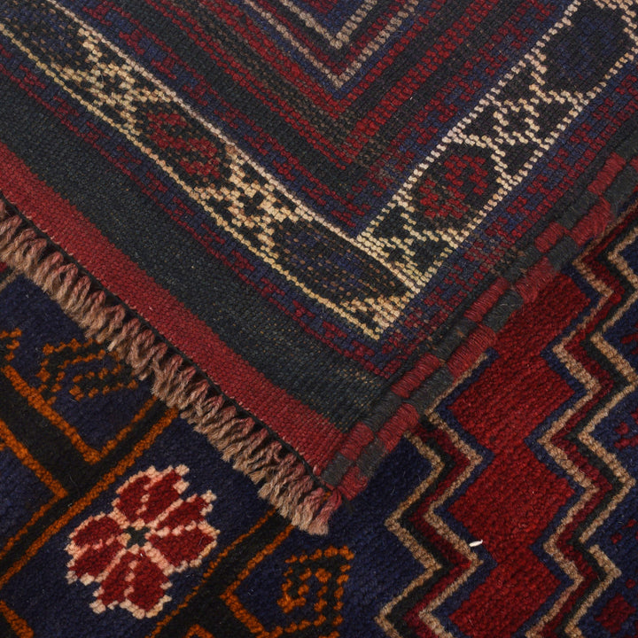 Red Afghan Baluchi Rug 2' 9" x 4' 10" Hand-Knotted pattern
