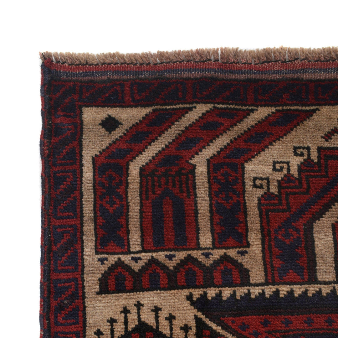 Afghan Prayer Rug 2' 9" x 4' 9" Hand-Knotted view