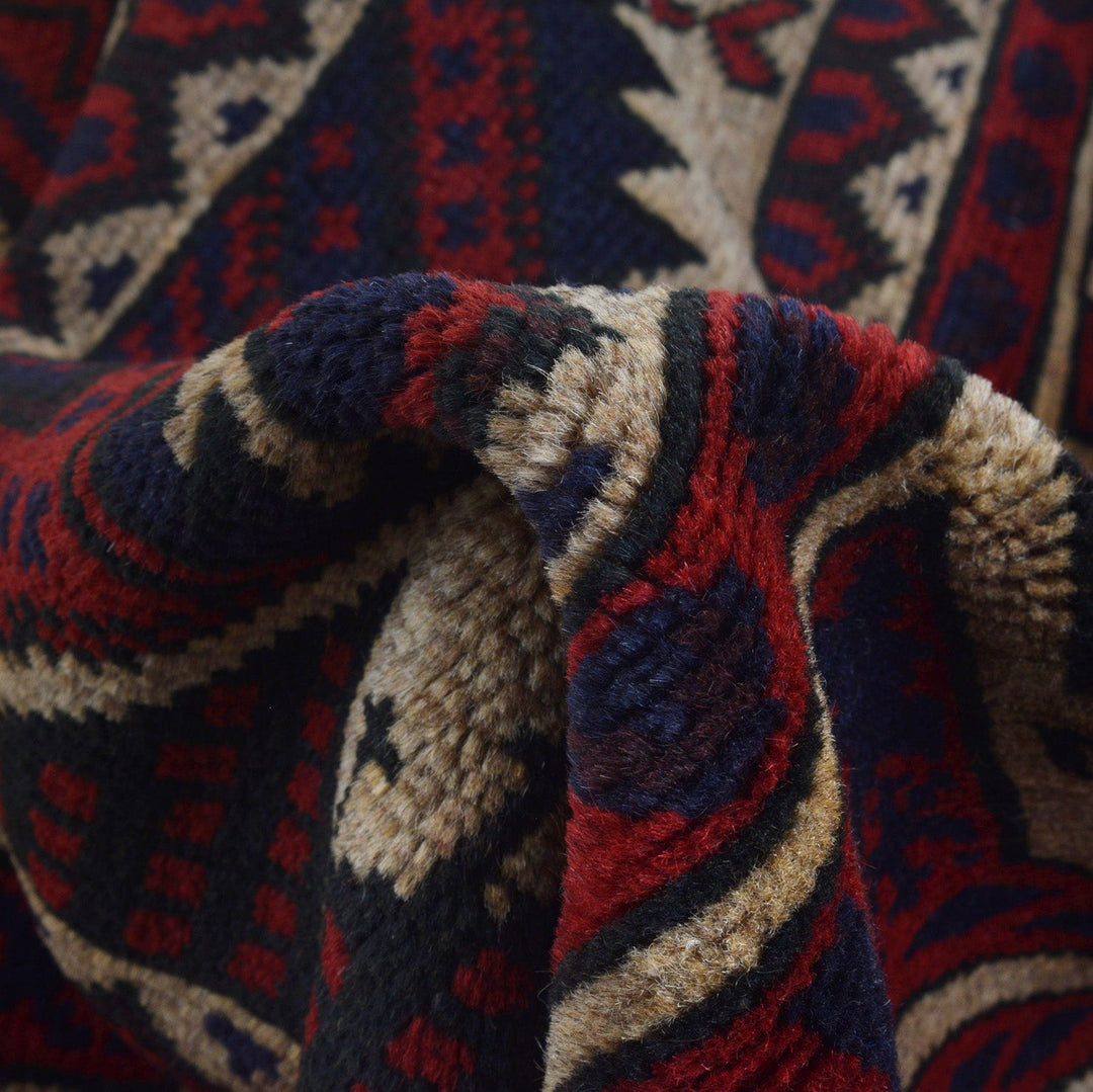 Afghan Prayer Rug 2' 9" x 4' 9" Hand-Knotted field