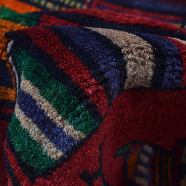 Red Afghan Prayer Rug 2' 6" x 4' 8" Hand-Knotted field