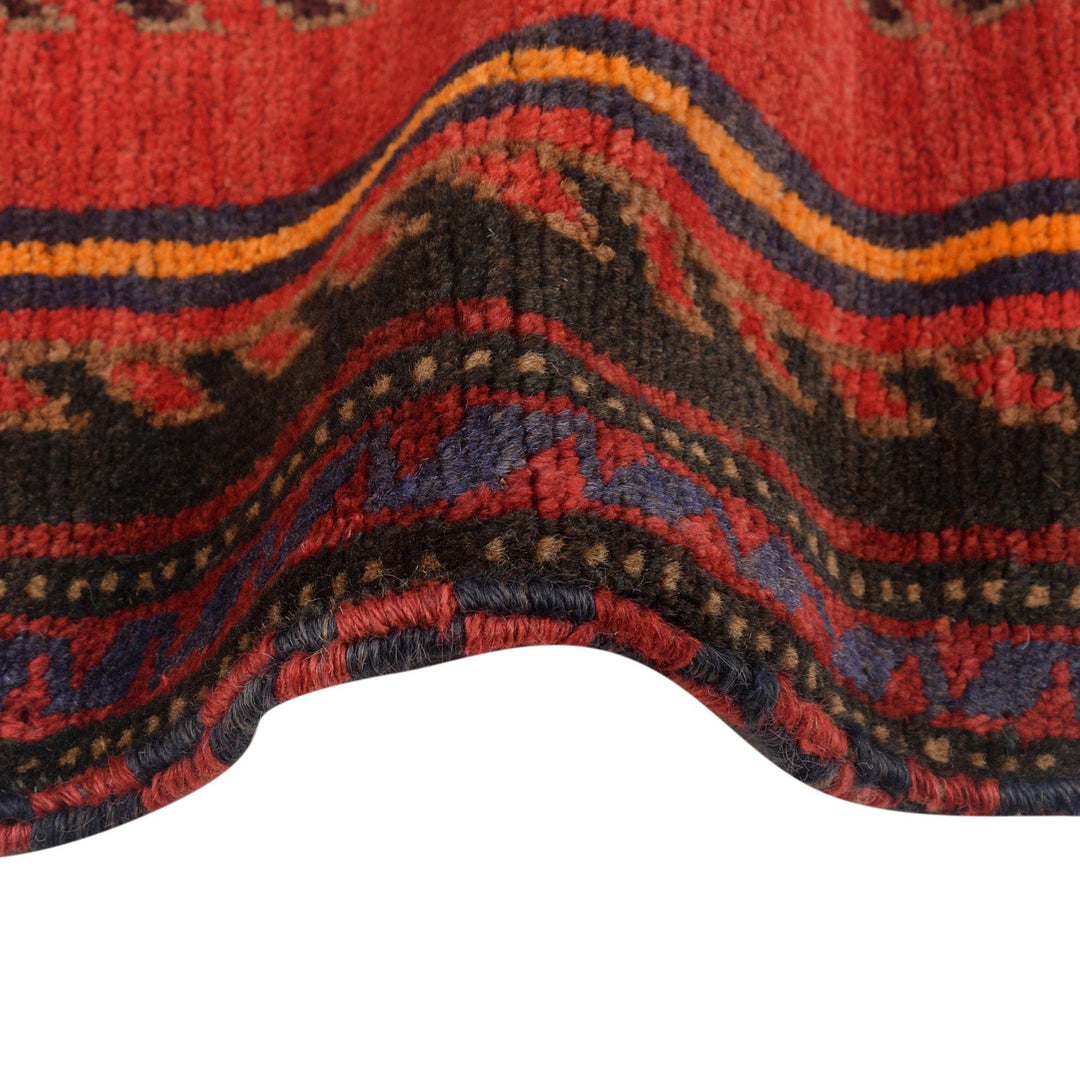 Afghan Baluchi Rug 3' 2" x 4' 11" Hand-Knotted border
