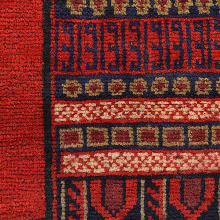 Dark Blue Afghan Baluchi Rug 3' 0" x 4' 4" Hand-Knotted close-up