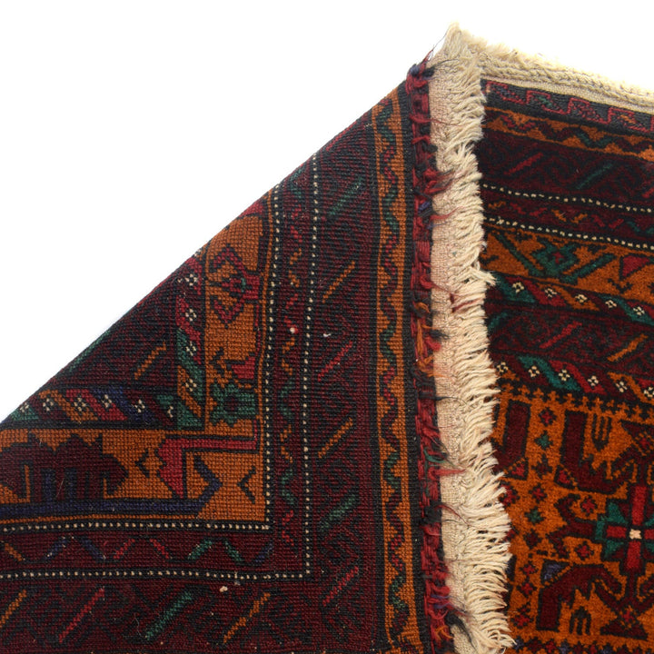 Orange Afghan Baluchi Rug 3' 11" x 6' 7" Hand-Knotted pattern