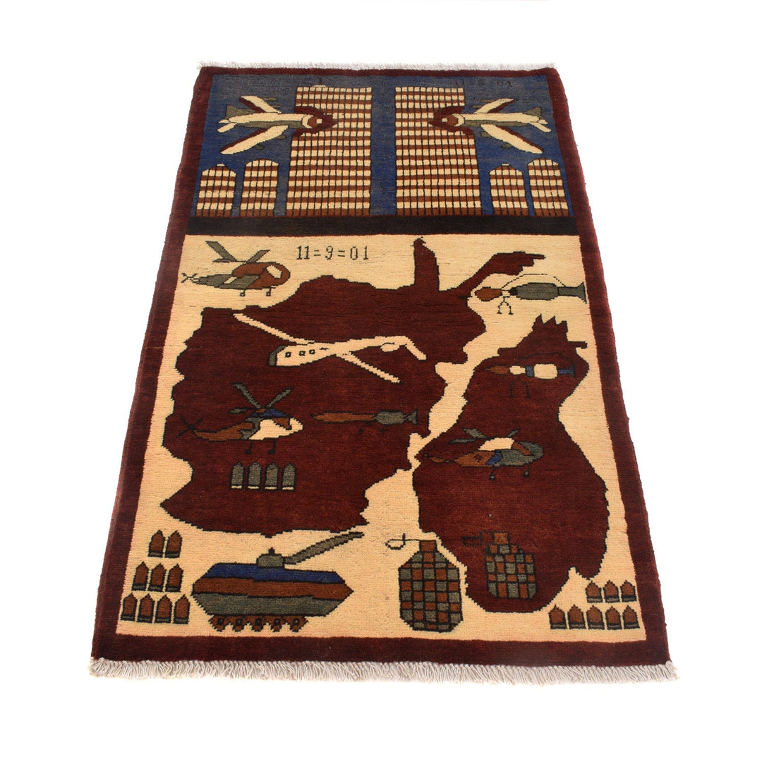 Handmade Afghan War Area Rug 2' 7" x 4' 3" - No. AL63198