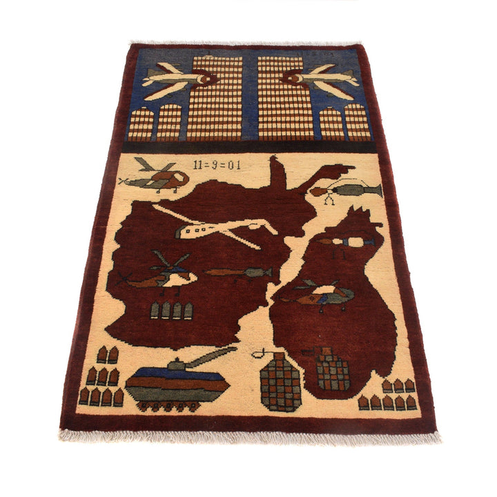 Handmade Afghan War Area Rug 2' 7" x 4' 3" - No. AL63198