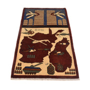 Handmade Afghan War Area Rug 2' 7" x 4' 3" - No. AL63198