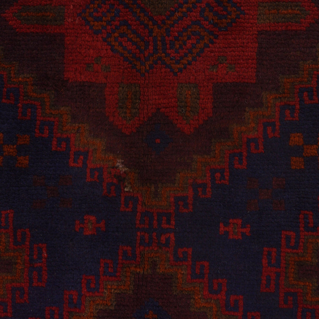 Afghan Prayer Rug 3' 0" x 4' 8" Hand-Knotted close-up