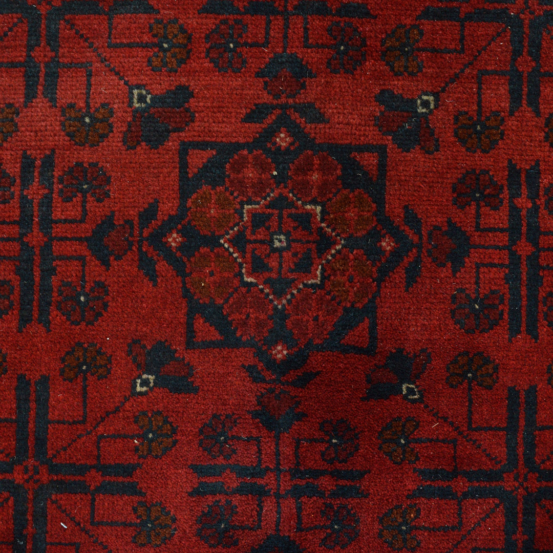 Red Afghan Khal Mohammadi Rug 8' 3" x 11' 4" Hand-Knotted close-up